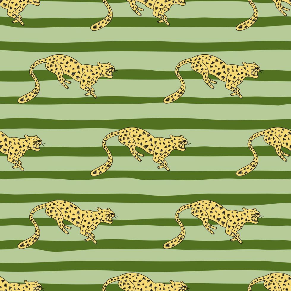 sem costura padrão decorativo com doodle leopardo bonito. papel de parede sem fim de chita desenhada à mão. vetor