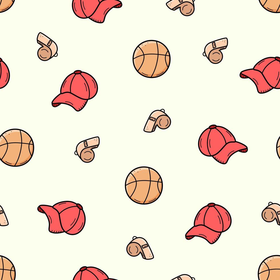 conceito de conjunto de ícones de doodle de esportes padrão sem emenda. elementos de design de um esporte invertido, um estilo de vida saudável. ilustração vetorial vetor