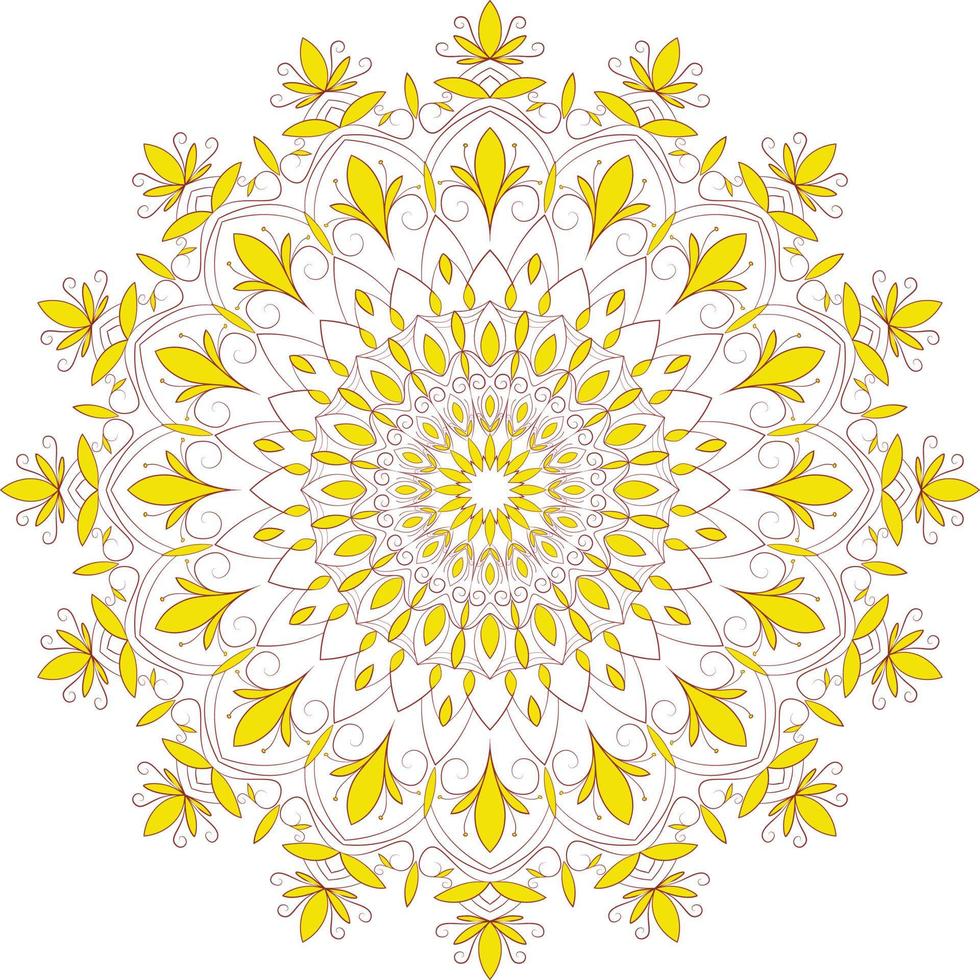 piscando vector colorir projeto ornamental mandala. pétalas amarelas coloridas. círculo e simétrico