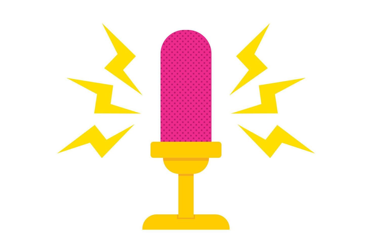 ícone de vetor de microfone amarelo sobre fundo branco