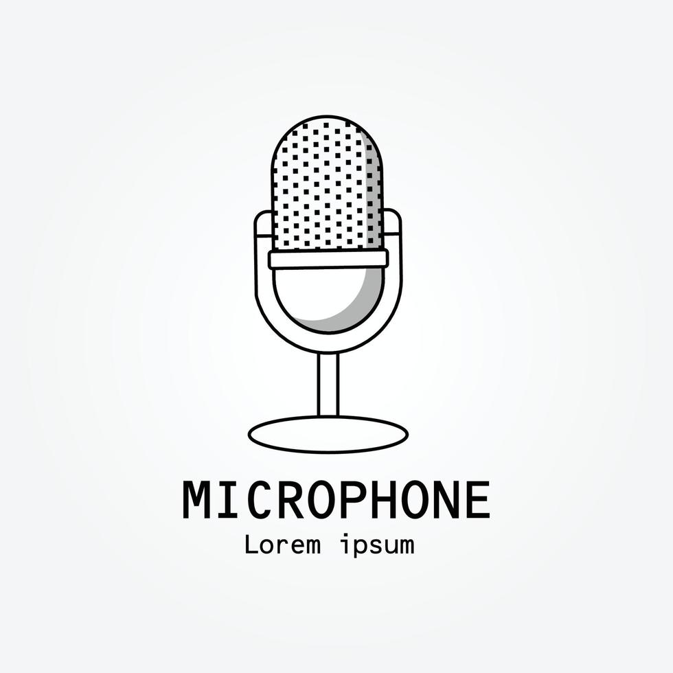 logotipo microfone imagem ícone design ilustração simples vetor