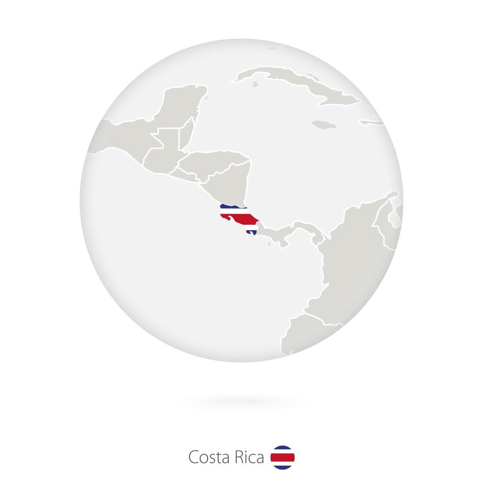 mapa da costa rica e bandeira nacional em um círculo. vetor