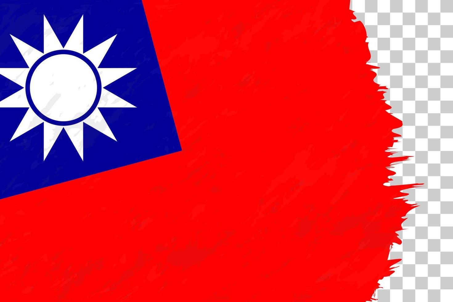 grunge abstrato horizontal escovado bandeira de taiwan na grade transparente. vetor