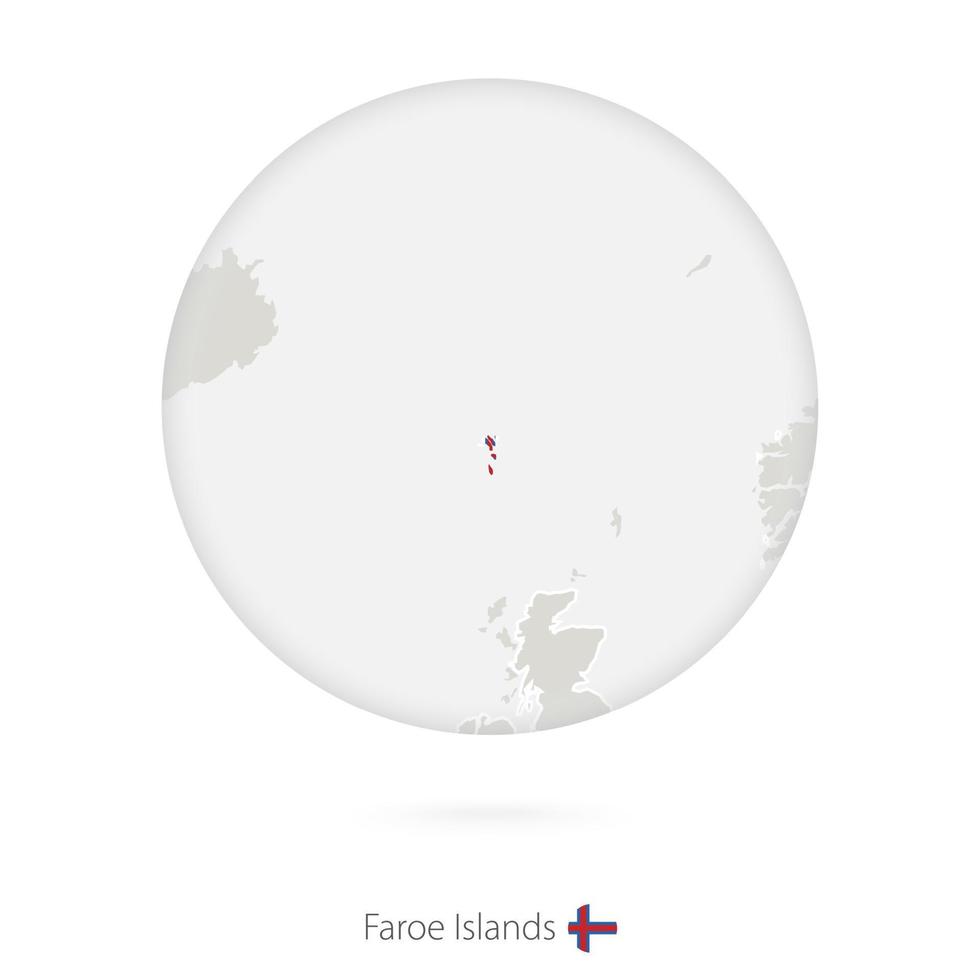 mapa das Ilhas Faroé e bandeira nacional em um círculo. vetor