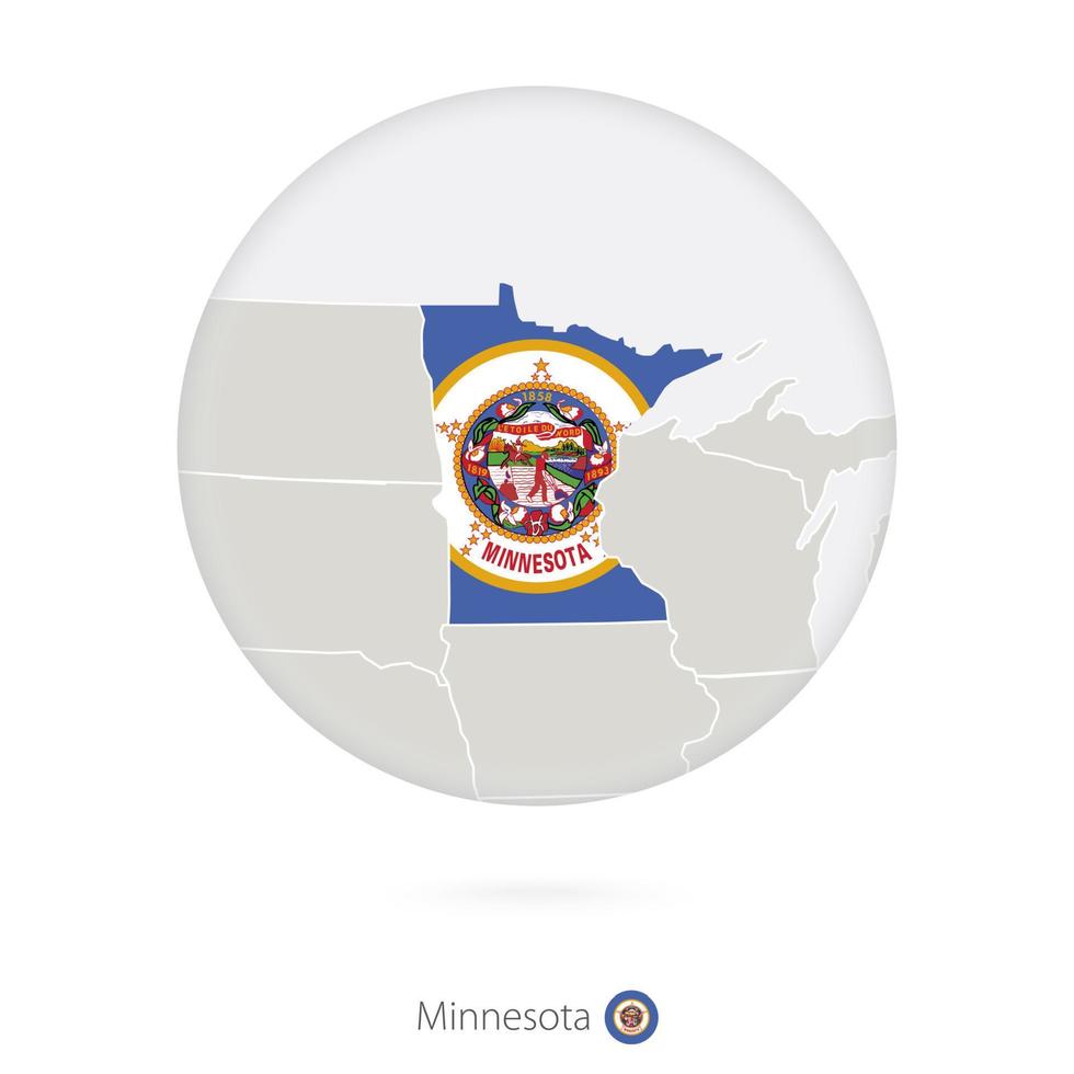 mapa do estado de minnesota e bandeira em um círculo. vetor