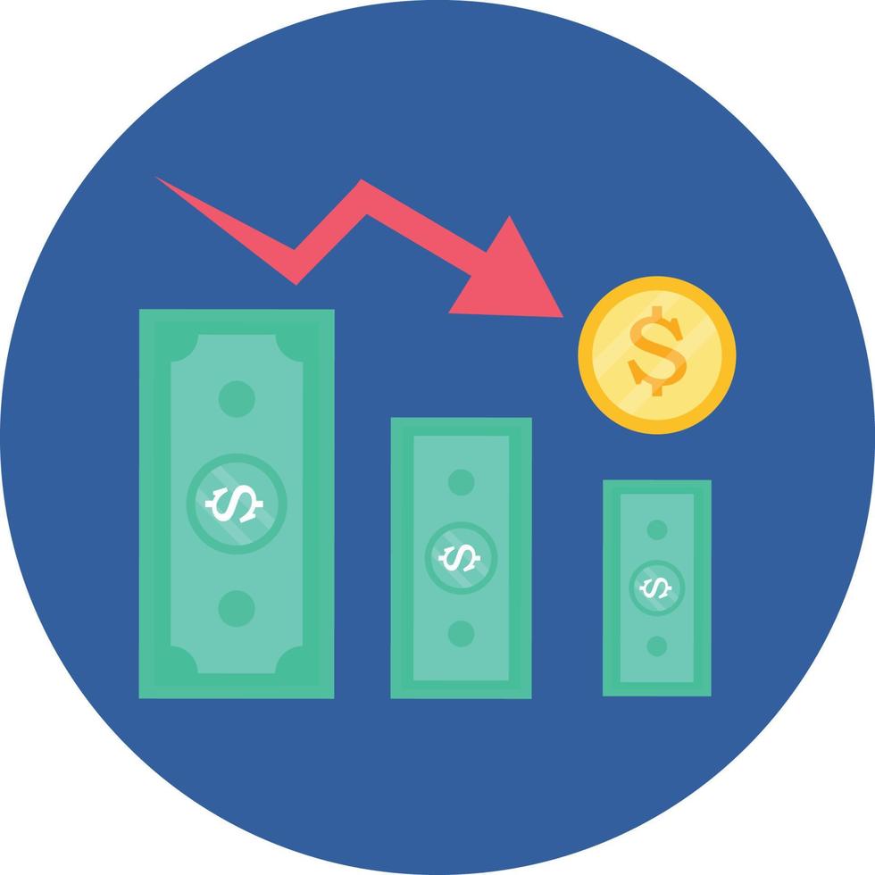 ícone de vetor isolado de diminuição do dólar que pode facilmente modificar ou editar