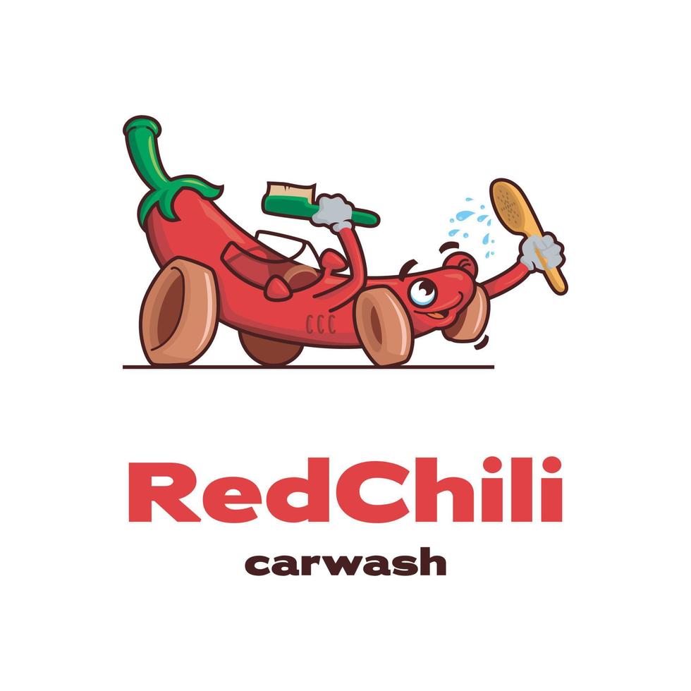 logotipo de lavagem de carro de pimentão vermelho vetor