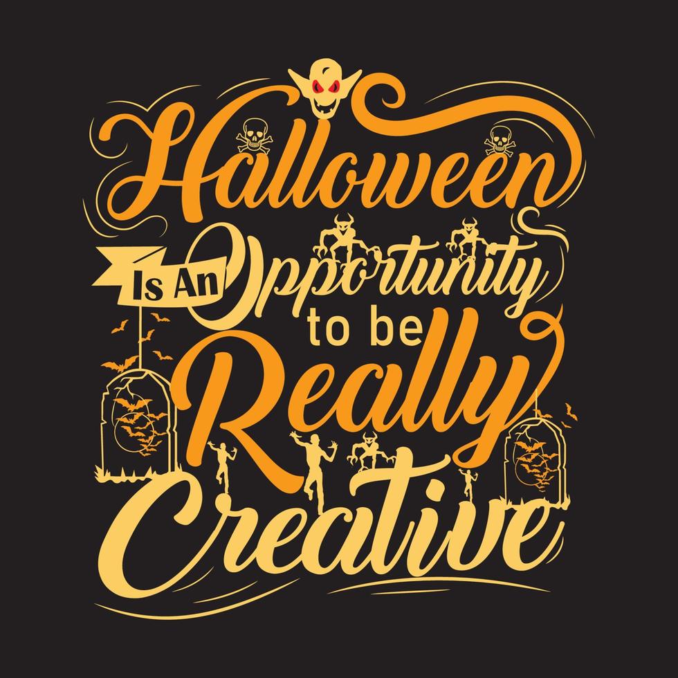 design de camiseta feliz dia das bruxas com elementos de halloween ou design de tipografia de halloween desenhado à mão vetor