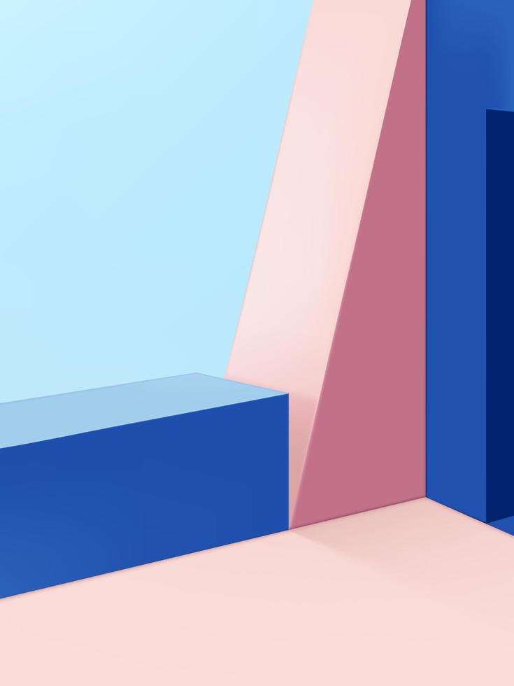 fundo de tiro de estúdio de formas geométricas mínimas de vetor, rosa azul vetor