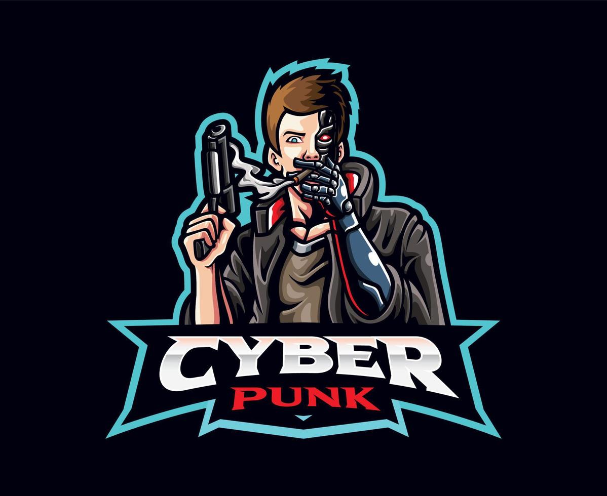 design de logotipo de mascote cyberpunk vetor