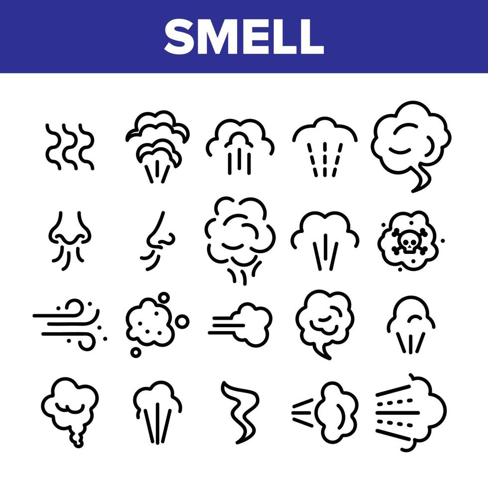 conjunto de ícones de elementos de coleção de nuvem de cheiro vetor