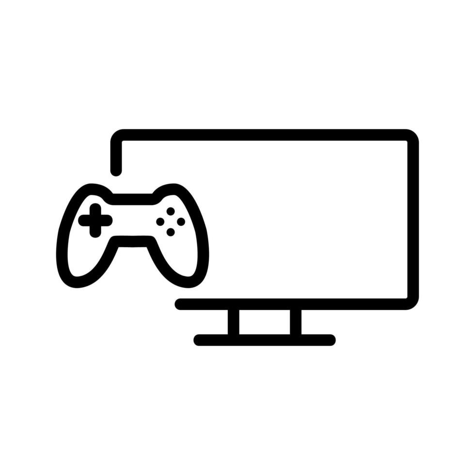 console de jogos na ilustração de contorno de vetor de ícone de tv