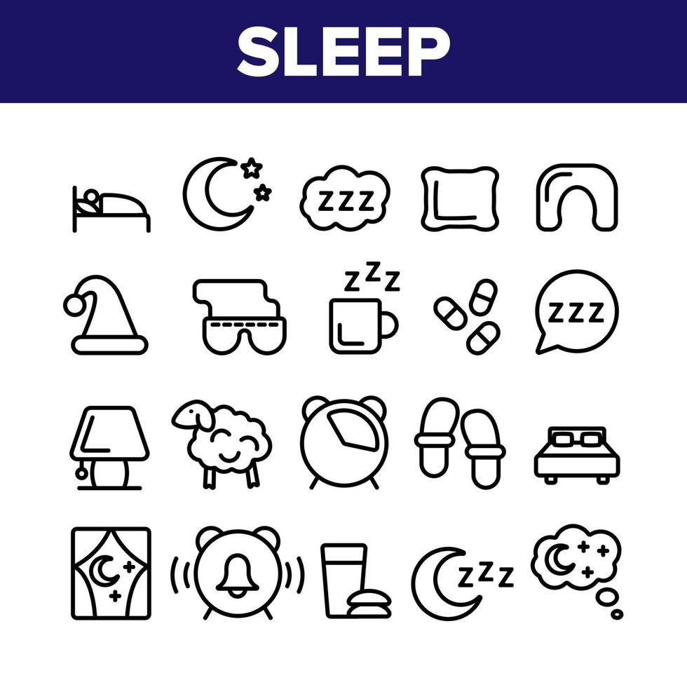 conjunto de ícones de vetor de elementos de tempo de sono de coleção