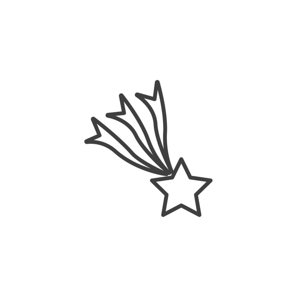 sinal de vetor do símbolo de estrela cadente é isolado em um fundo branco. cor do ícone da estrela cadente editável.