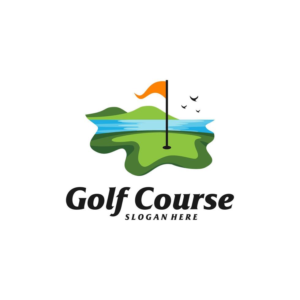 conjunto de modelo de design de logotipo de campo de golfe. vetor de conceito de logotipo de campo de golfe. símbolo de ícone criativo