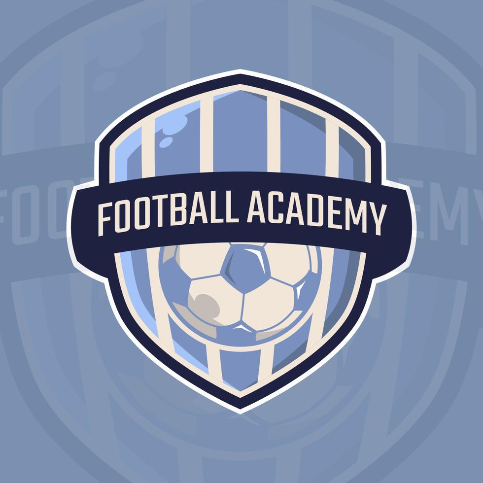 logotipo de futebol da academia com design vetorial de escudo vetor