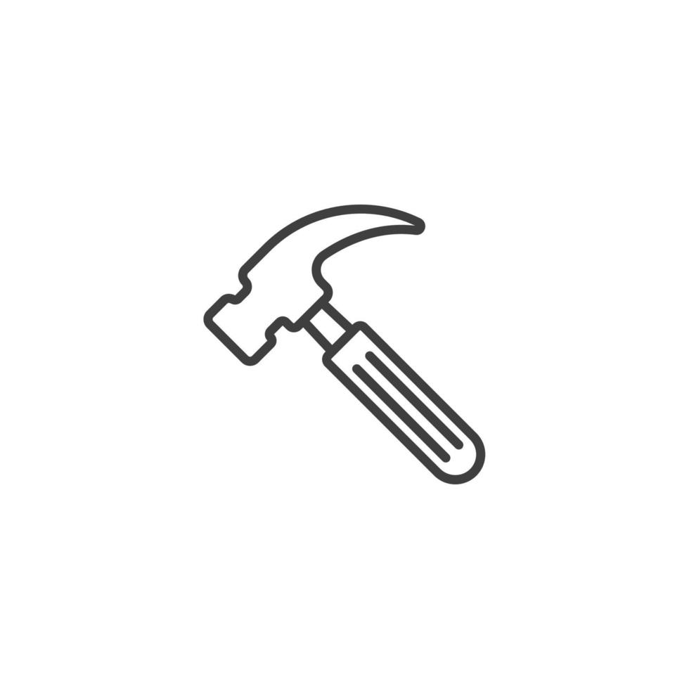 sinal de vetor do símbolo do martelo é isolado em um fundo branco. cor do ícone do martelo editável.