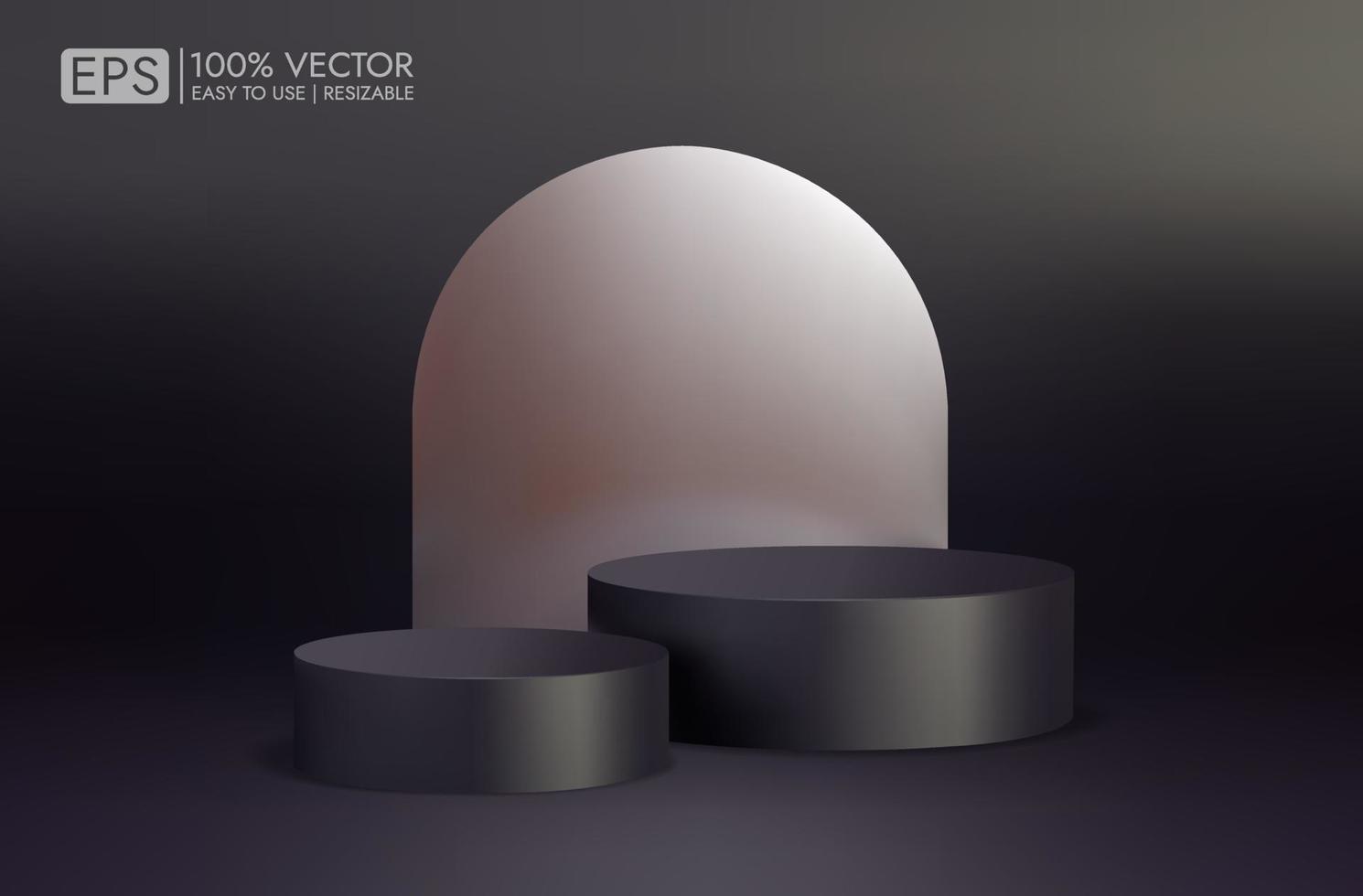 vetor de pódio 3d realista com fundo de sala vazia, renderização de forma vetorial para exibição de apresentação do produto. cena de sala de estúdio mínima