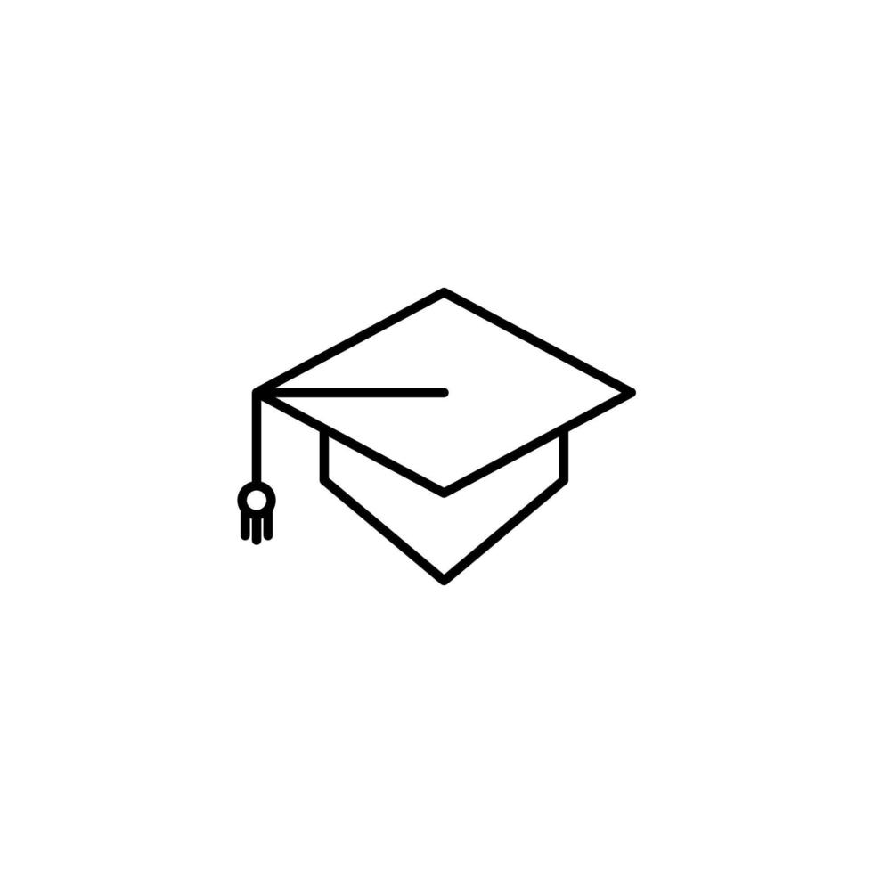 sinal de vetor do símbolo de boné de pós-graduação é isolado em um fundo branco. cor de ícone de boné de pós-graduação editável.