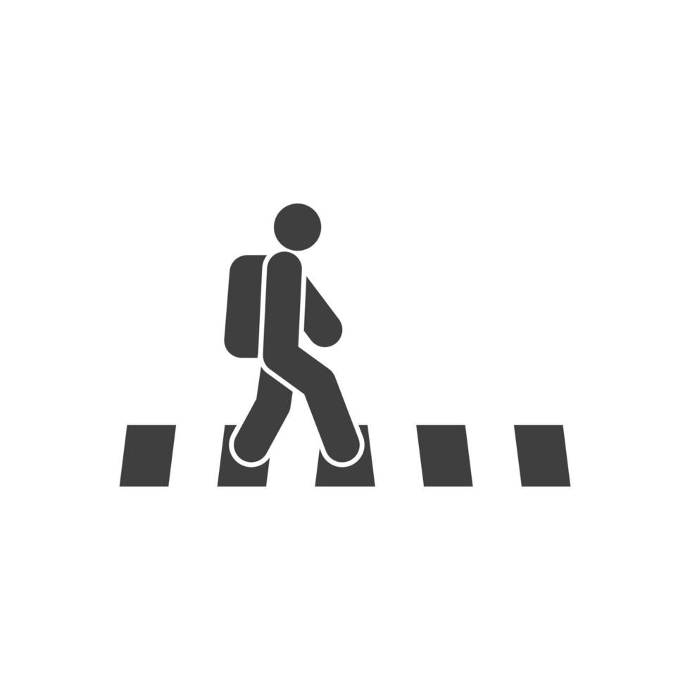 sinal de vetor do símbolo de faixa de pedestres é isolado em um fundo branco. cor do ícone da faixa de pedestres editável.