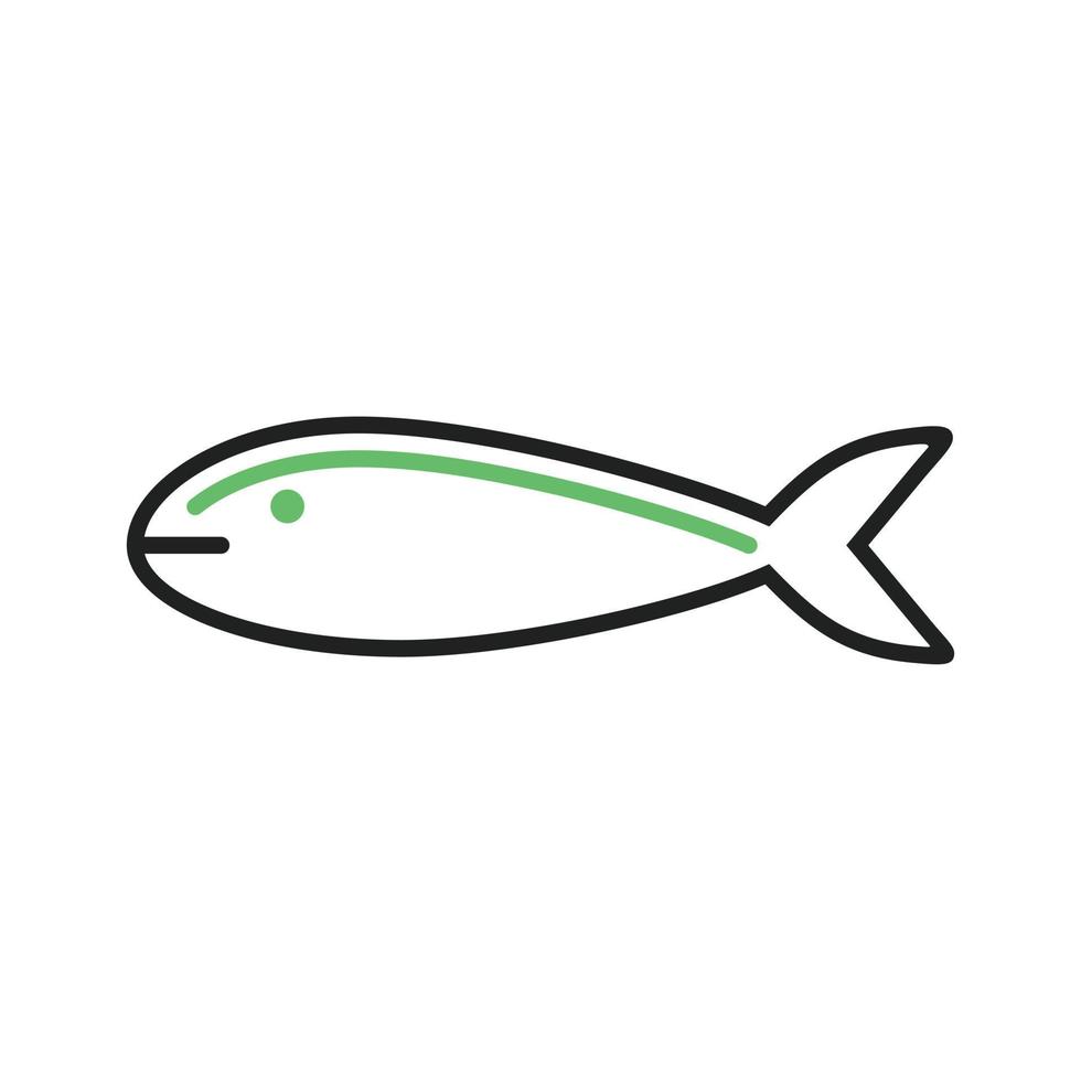 linha de peixe ícone verde e preto vetor