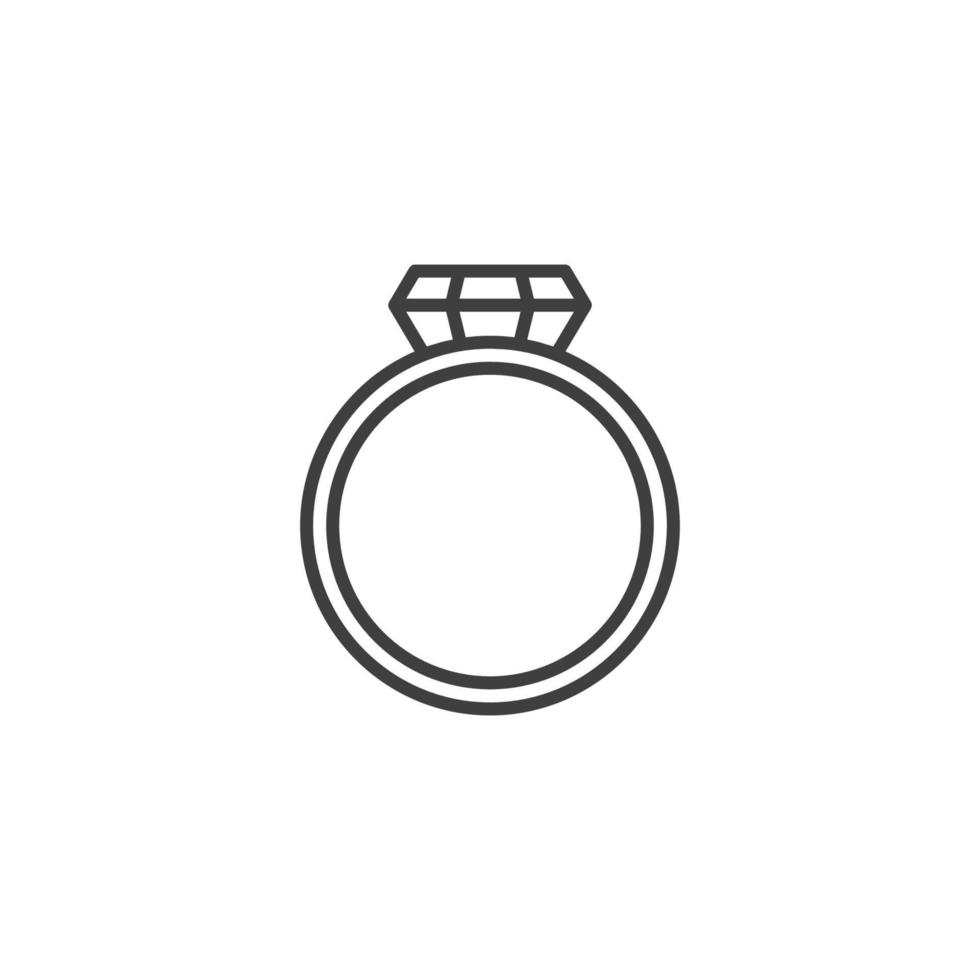 sinal de vetor do símbolo de anel de diamante é isolado em um fundo branco. cor do ícone do diamante do anel editável.