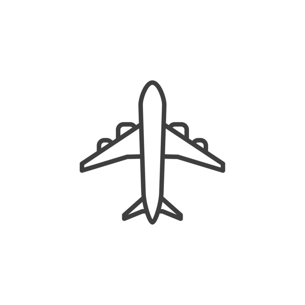 sinal de vetor do símbolo de avião é isolado em um fundo branco. cor do ícone do avião editável.