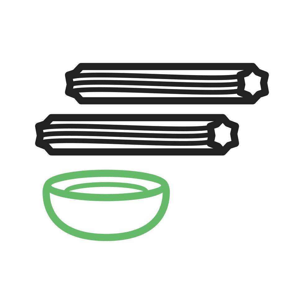 linha de churros ícone verde e preto vetor
