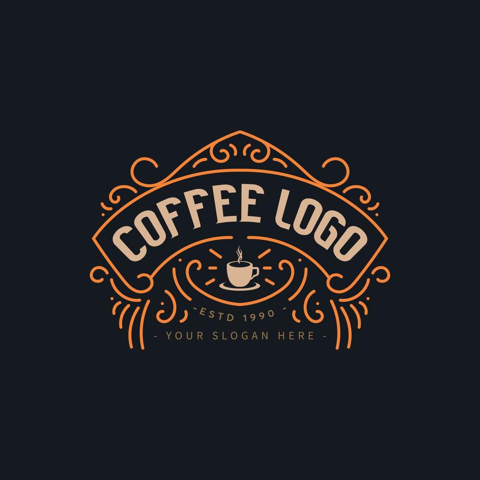 logotipo vintage de café com estilo retrô vetor