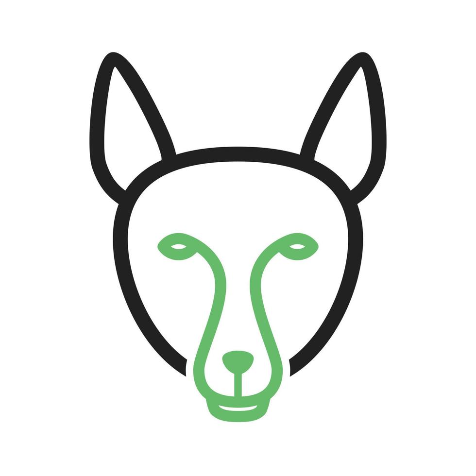 linha de rosto de raposa ícone verde e preto vetor