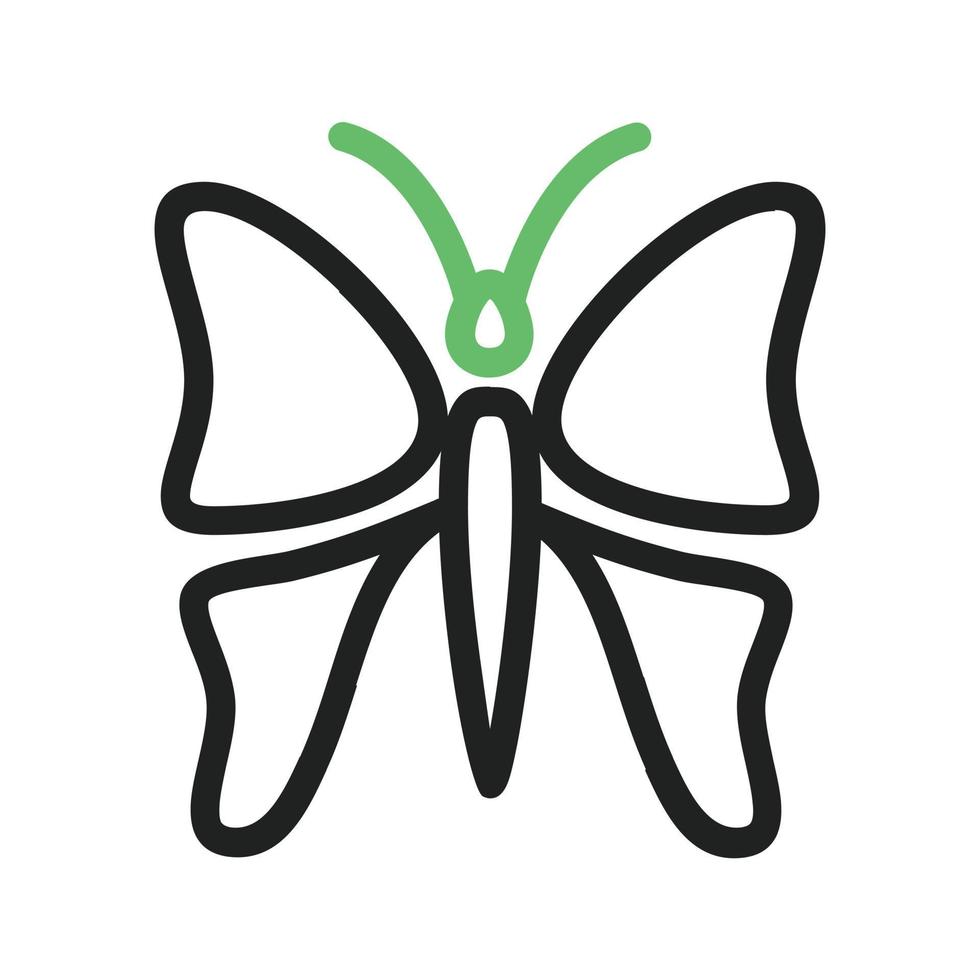 linha de borboleta ícone verde e preto vetor