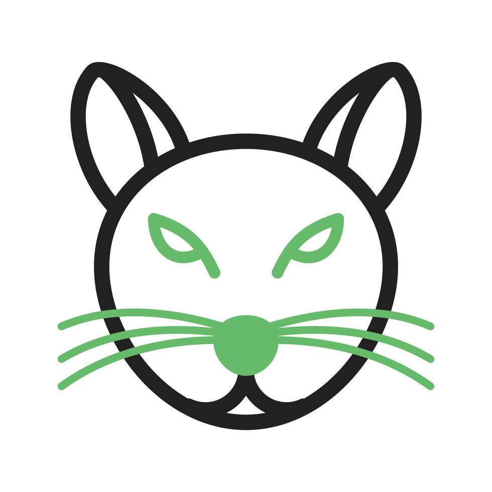linha de cara de gato ícone verde e preto vetor