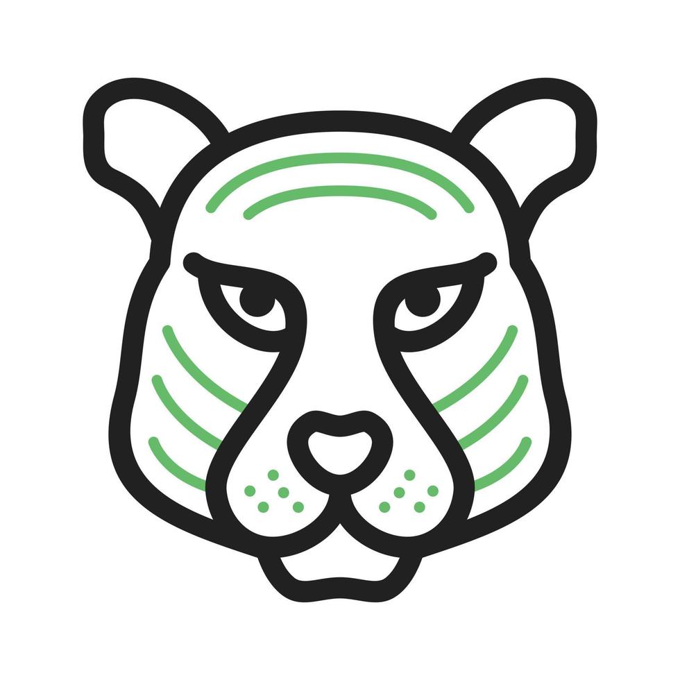 linha de rosto de tigre ícone verde e preto vetor