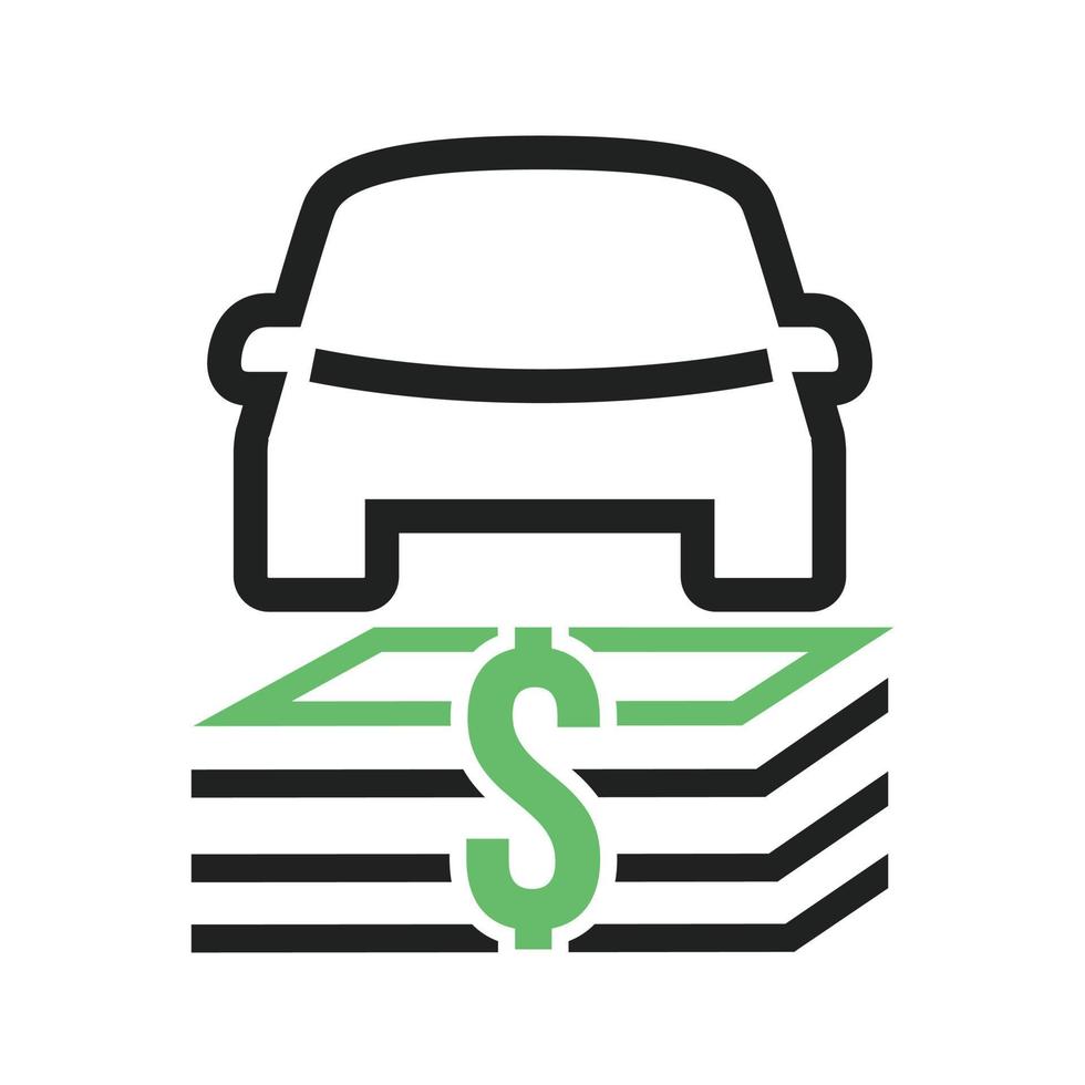 linha de financiamento de automóveis ícone verde e preto vetor