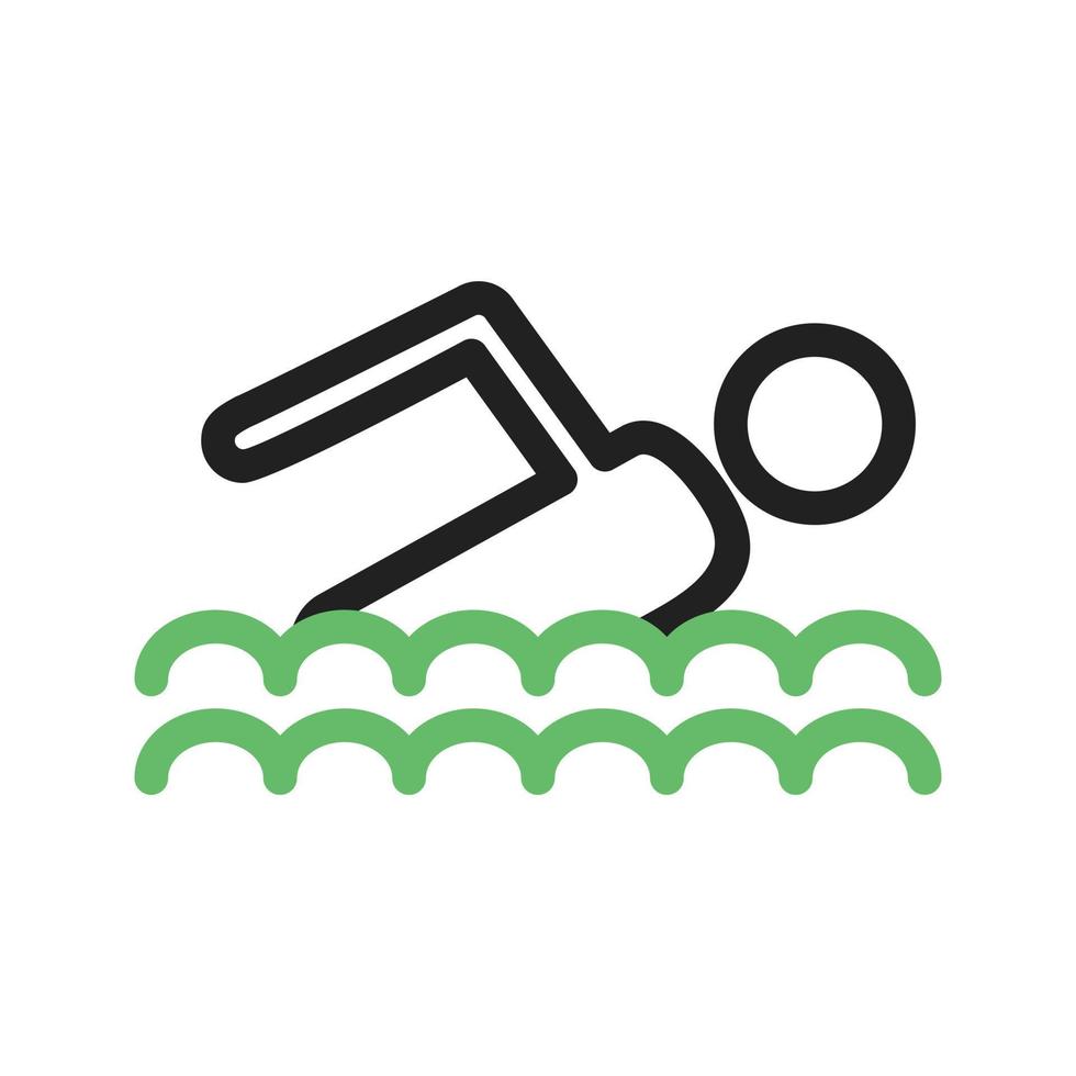 linha de natação ícone verde e preto vetor