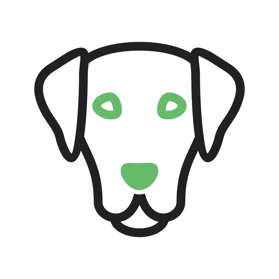 linha de cara de cachorro ícone verde e preto vetor