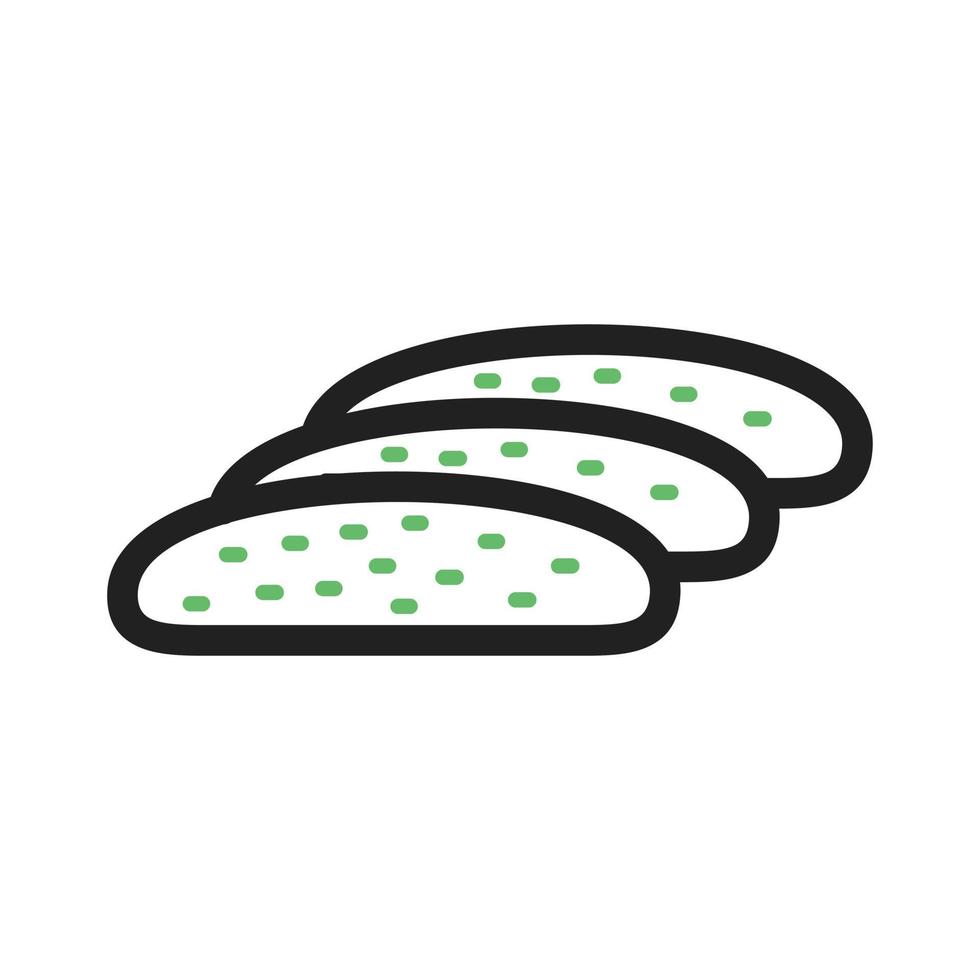 ícone de linha verde e preto de biscotto vetor