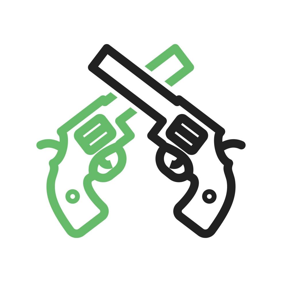 duas armas linha ícone verde e preto vetor