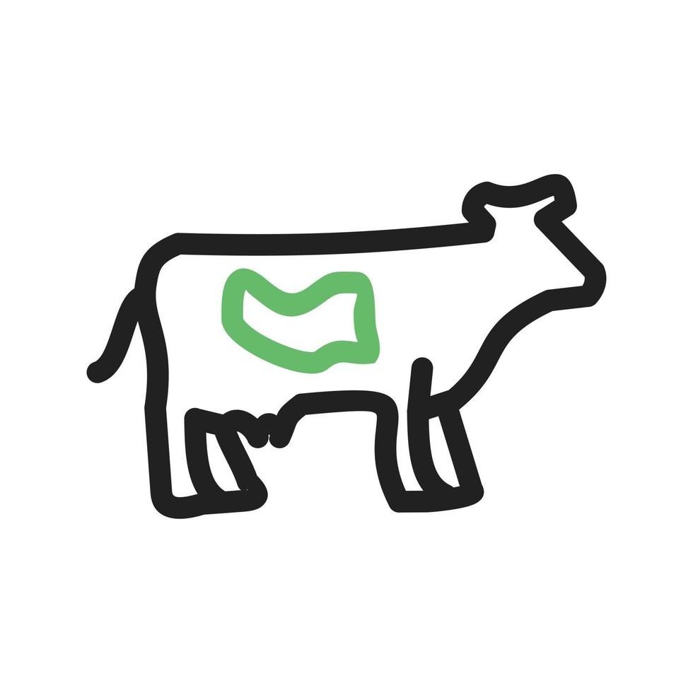 linha de vaca ícone verde e preto vetor