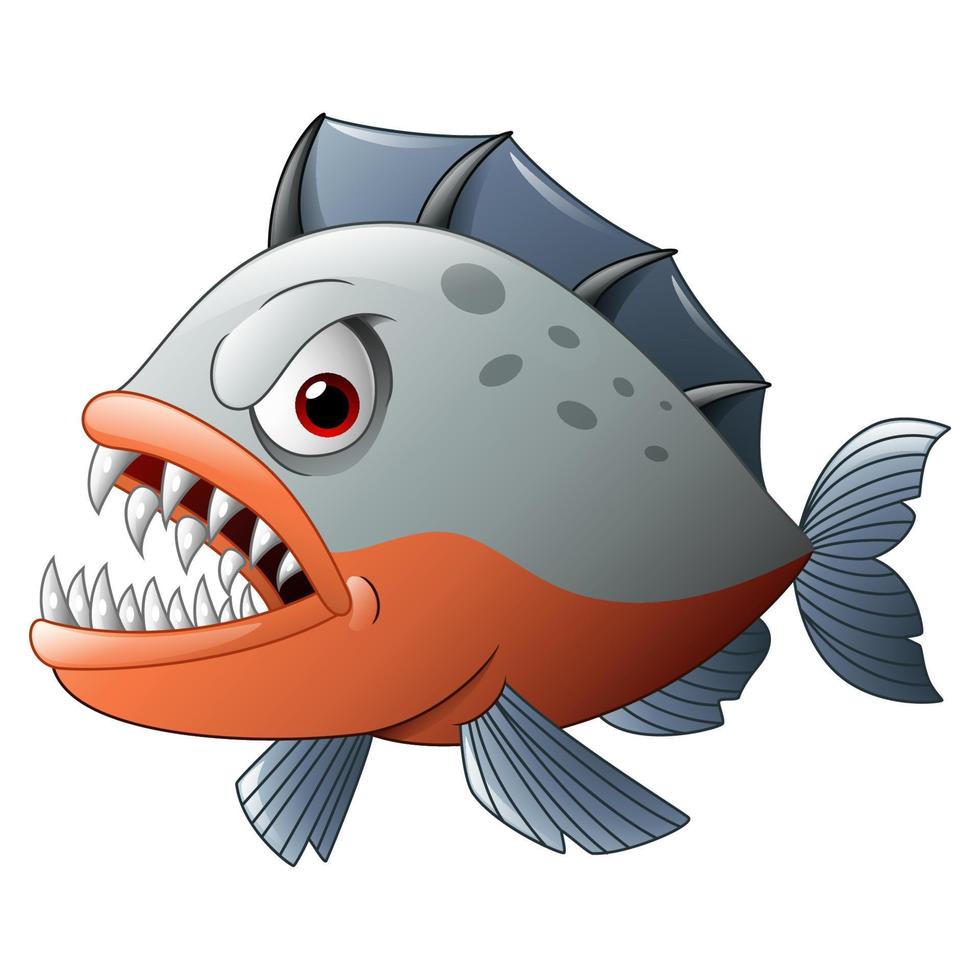 piranha com raiva dos desenhos animados vetor