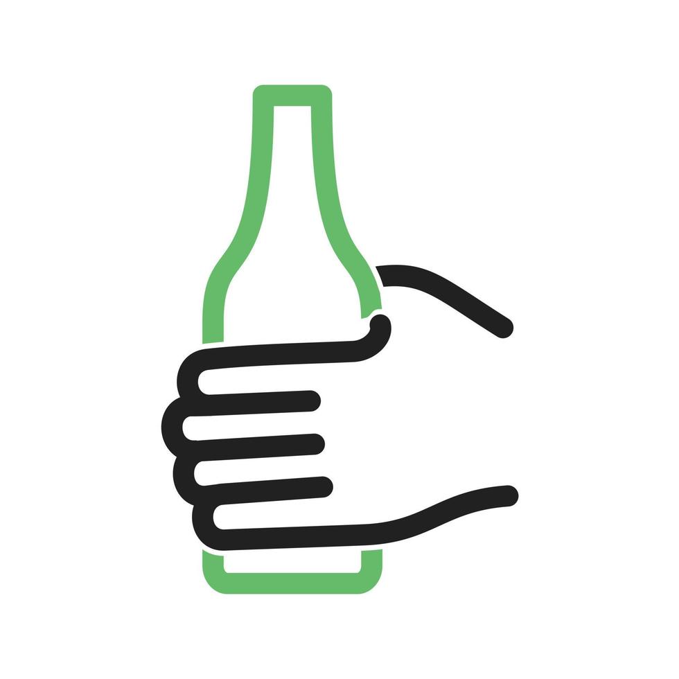 segurando a linha de garrafa ícone verde e preto vetor