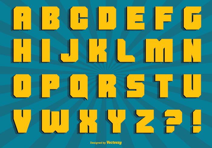 Conjunto de alfabetos de estilos comic vetor