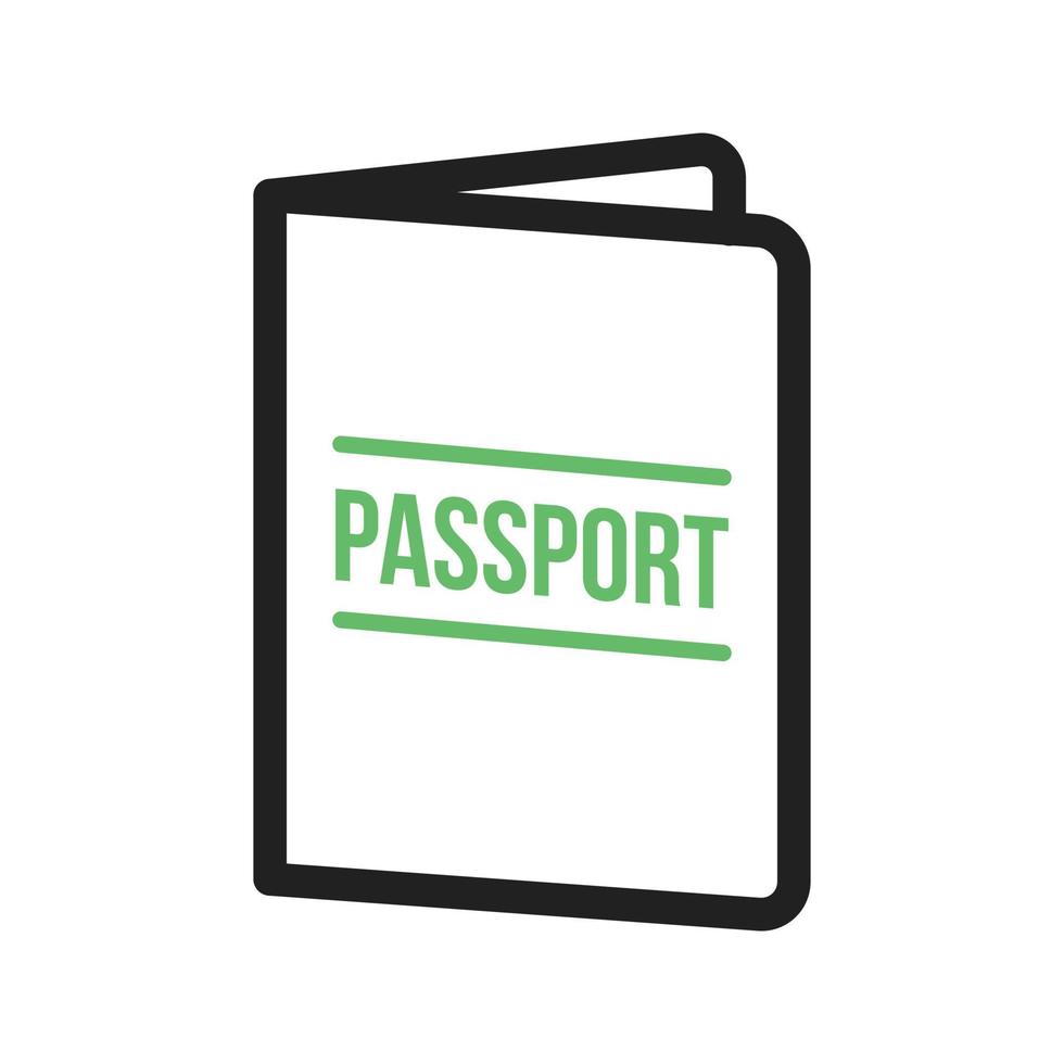 linha de passaporte ícone verde e preto vetor