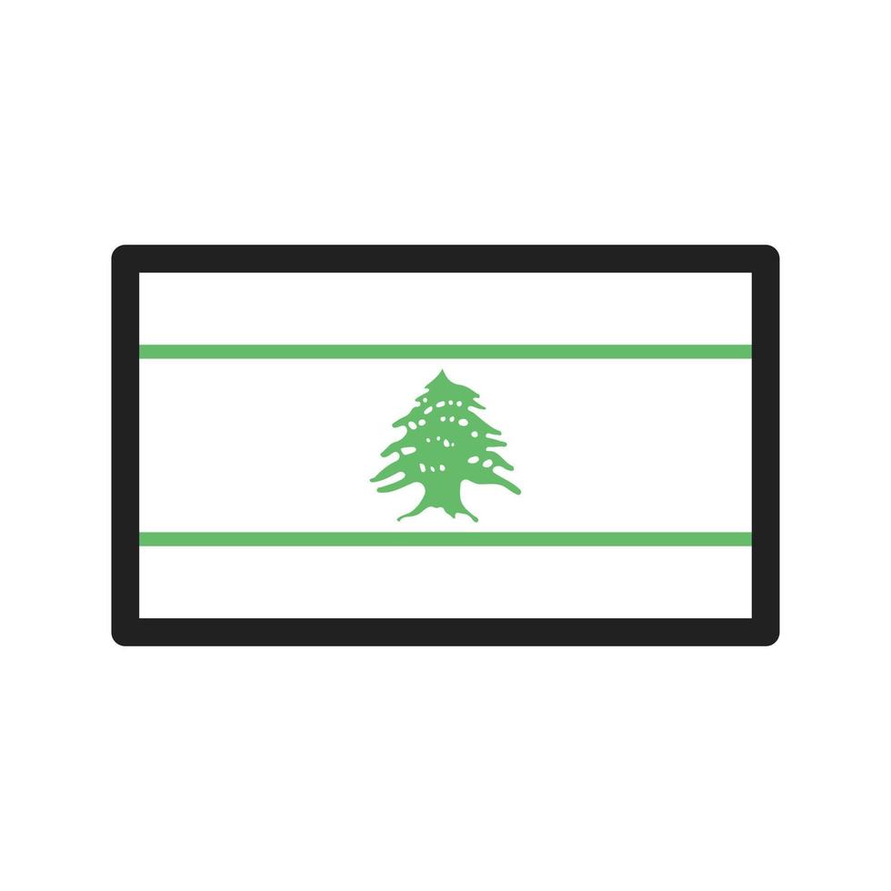 ícone verde e preto da linha do líbano vetor