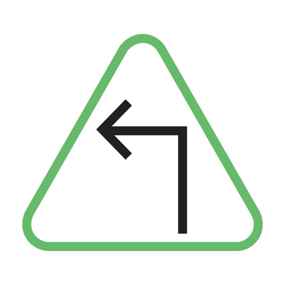 linha de curva acentuada à esquerda ícone verde e preto vetor