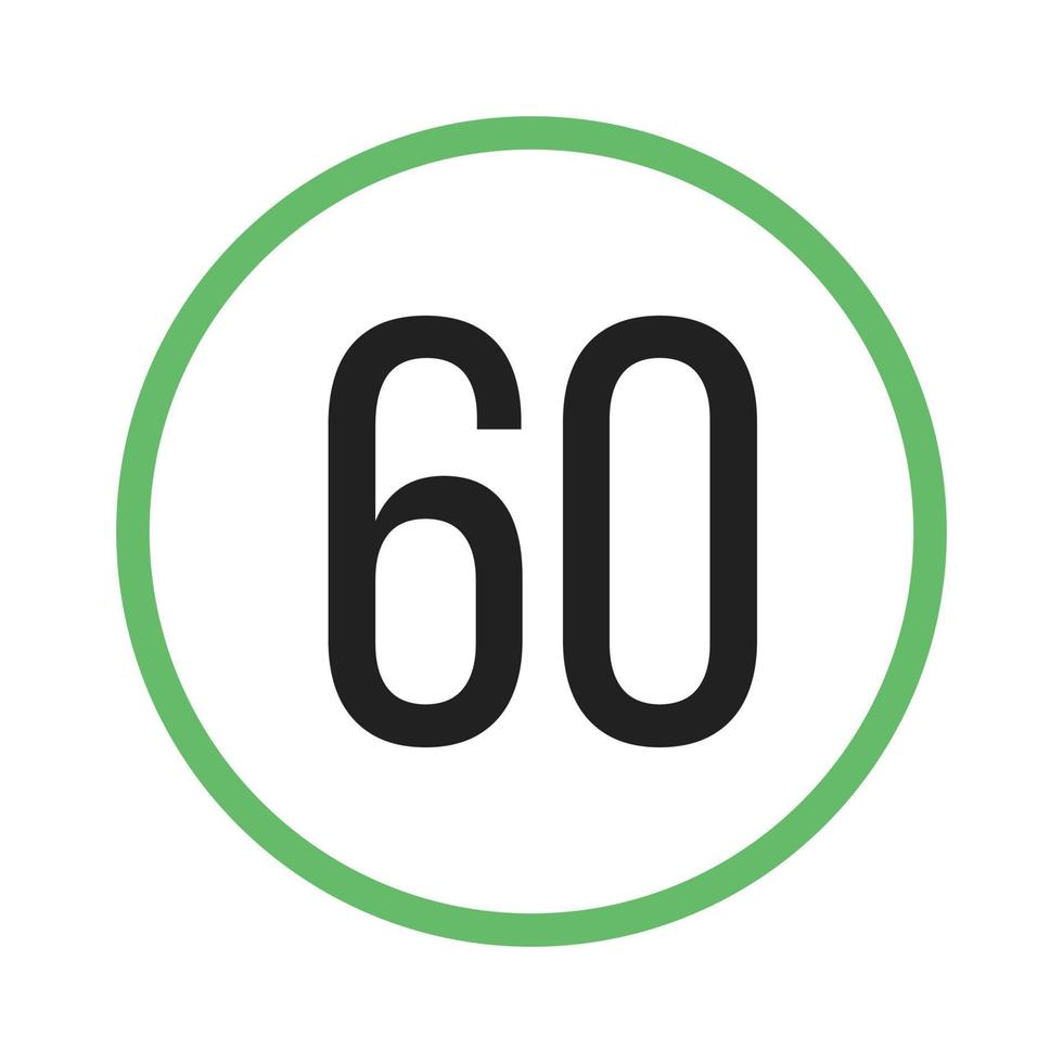 limite de velocidade 60 linha ícone verde e preto vetor