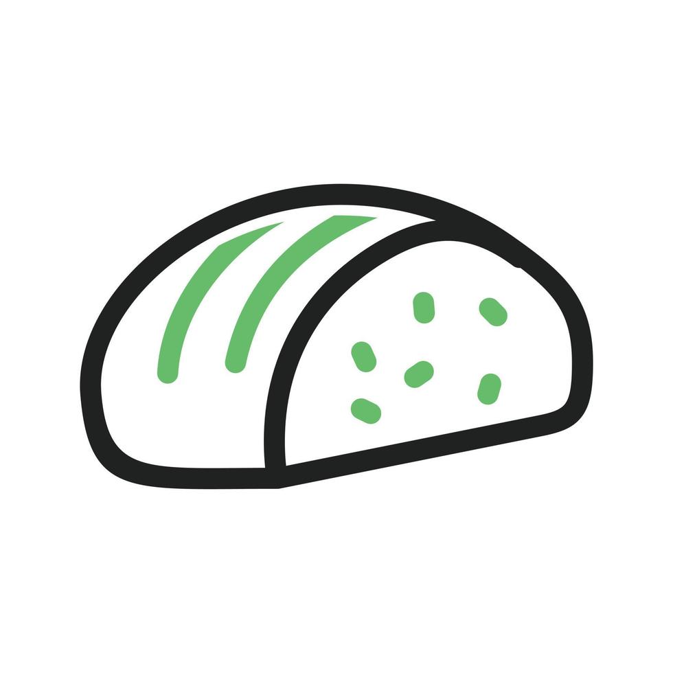 pão fatiado linha de pão ícone verde e preto vetor