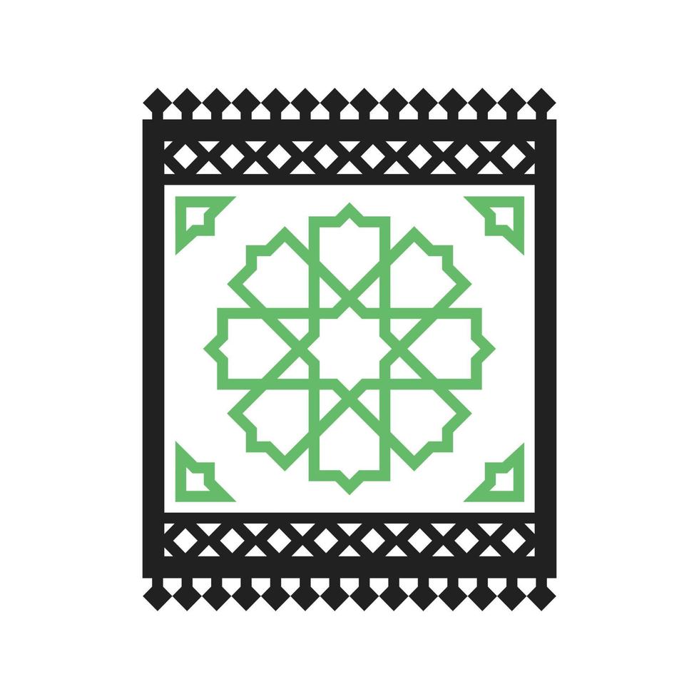 linha de tapete ícone verde e preto vetor