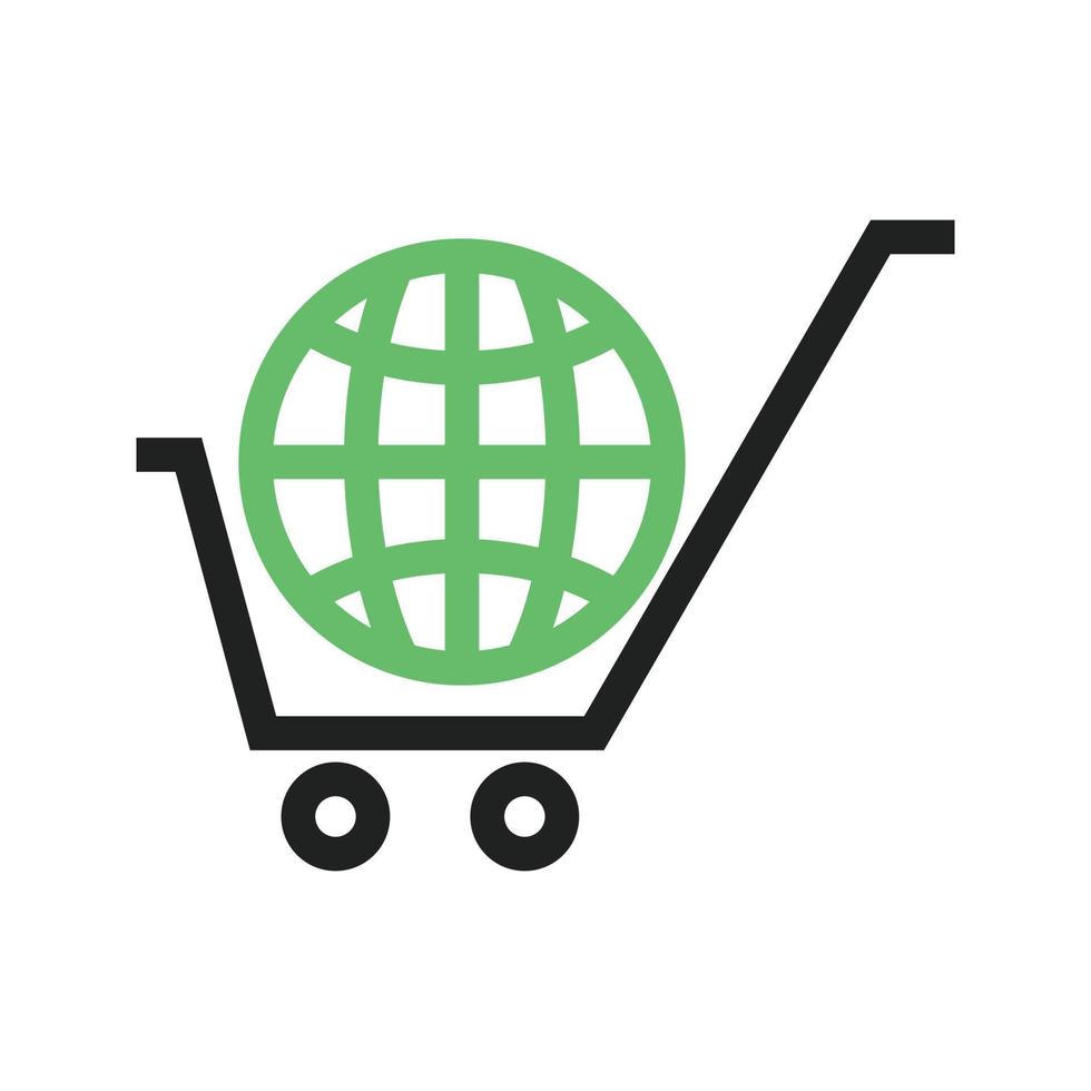 linha de compras global ícone verde e preto vetor