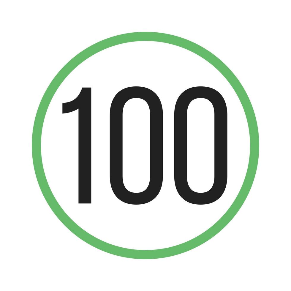 limite de velocidade 100 linha ícone verde e preto vetor